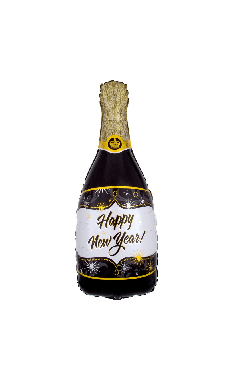 New Year SuperShape Bubbly Wine Foil Balloon 35cm x 91cm