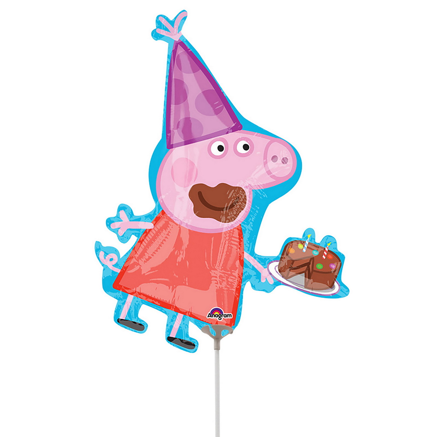 Mini Shape Peppa Pig Cake Air-Filled Foil Balloon 25cm x 33cm + Stick