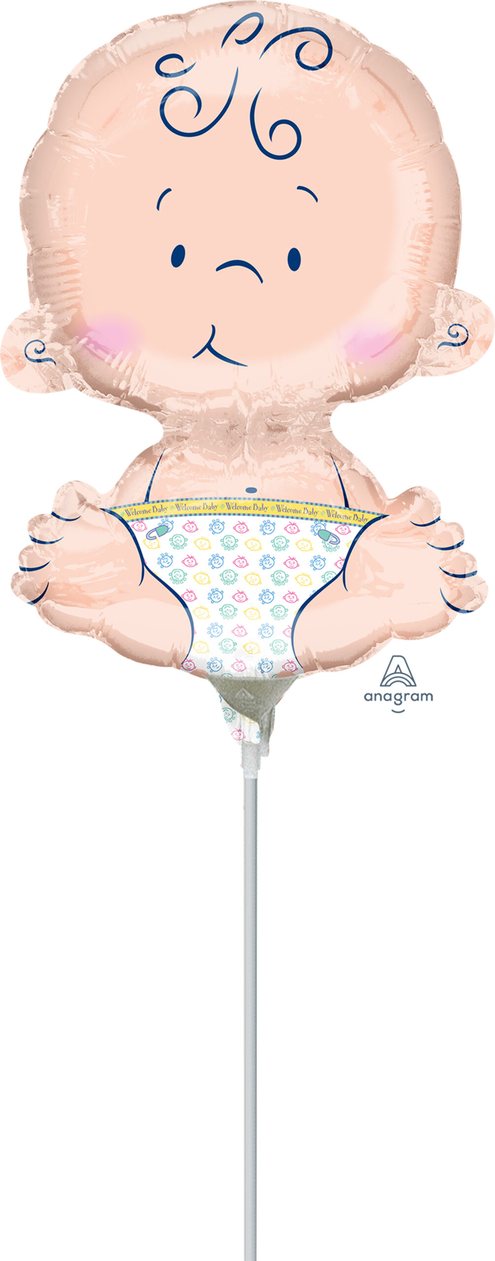 Mini Shape Welcome Baby Air-Filled 14 Inch Foil Balloon + Stick