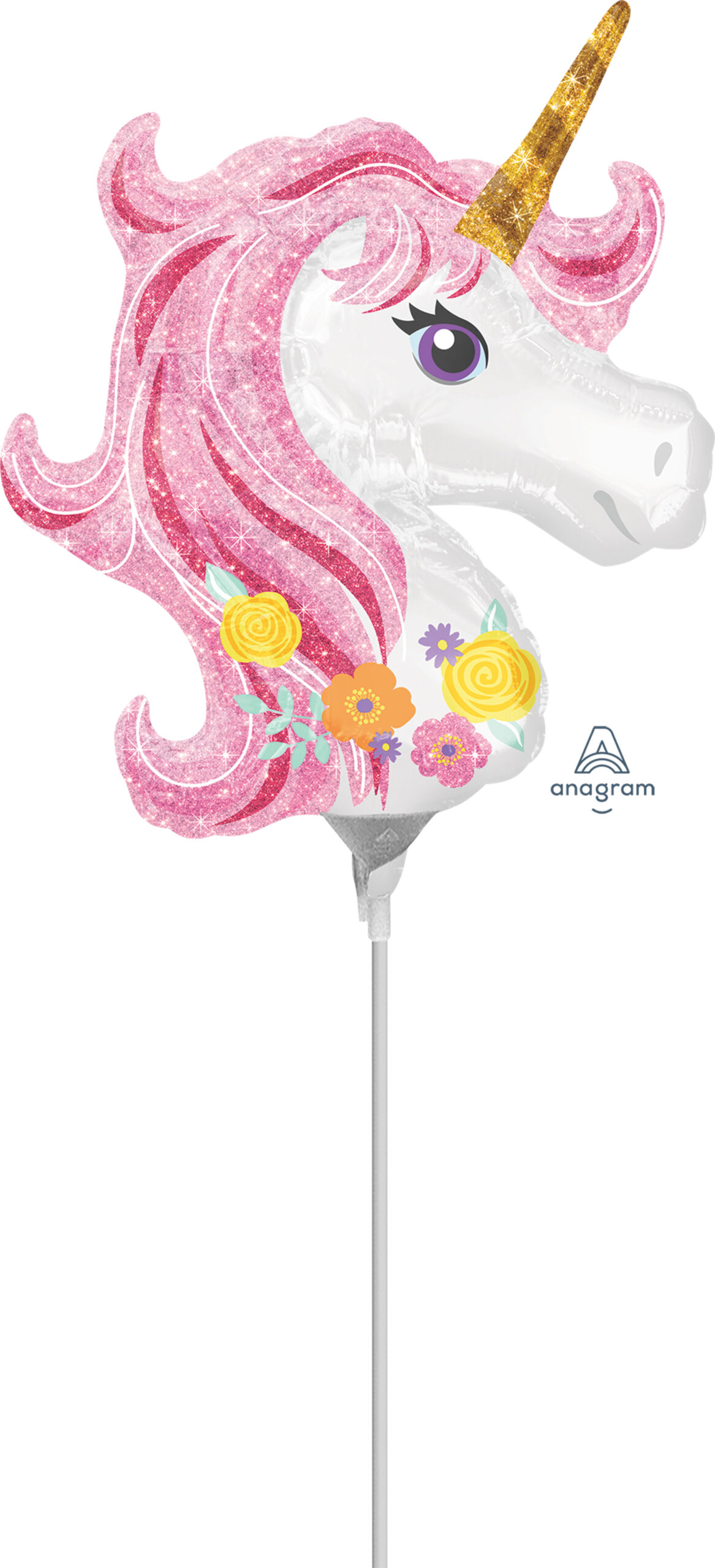 Mini Shape Magical Unicorn Air-Filled 14 Inch Foil Balloon + Stick