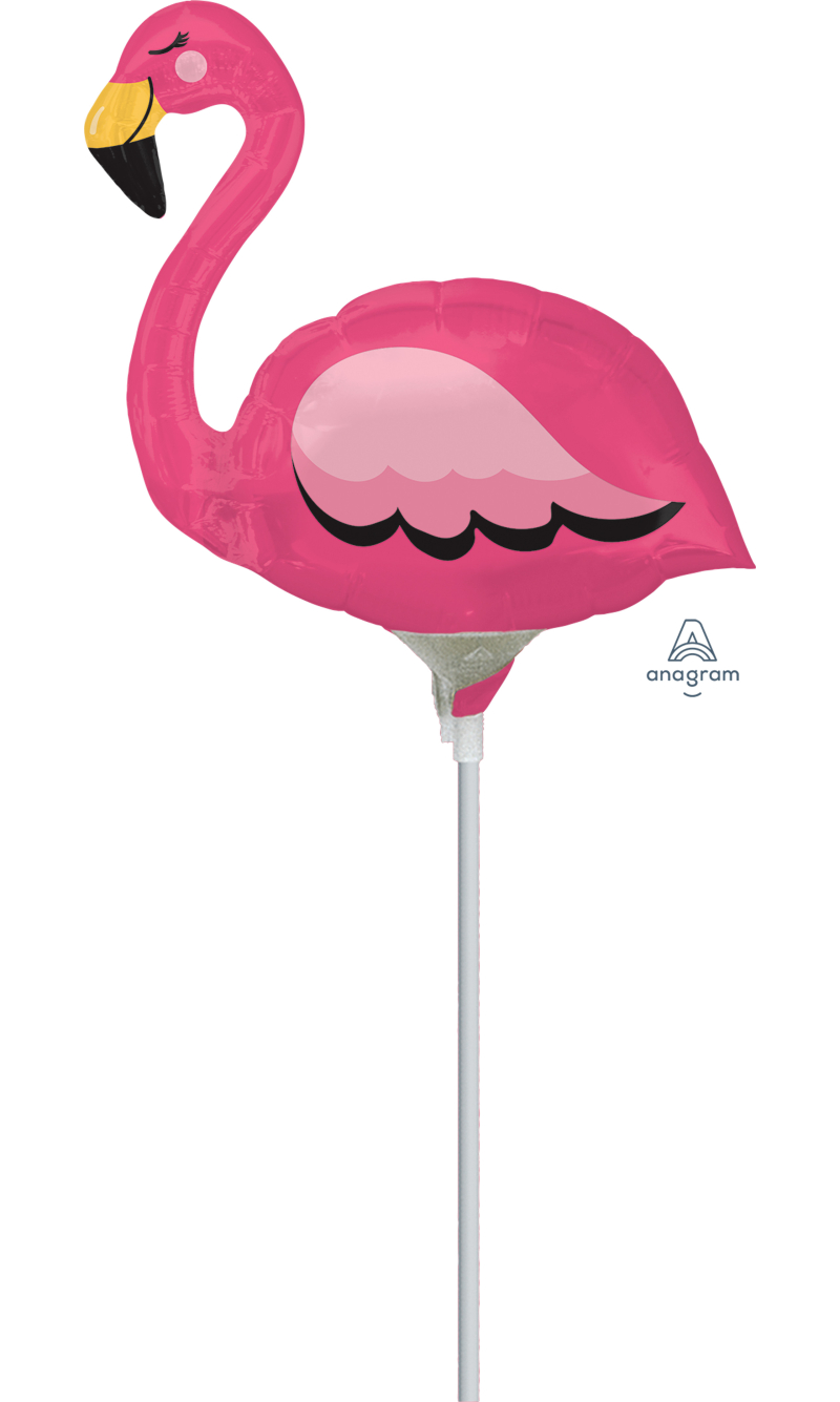 Mini Shape Flamingo Air-Filled 14 Inch Foil Balloon + Stick