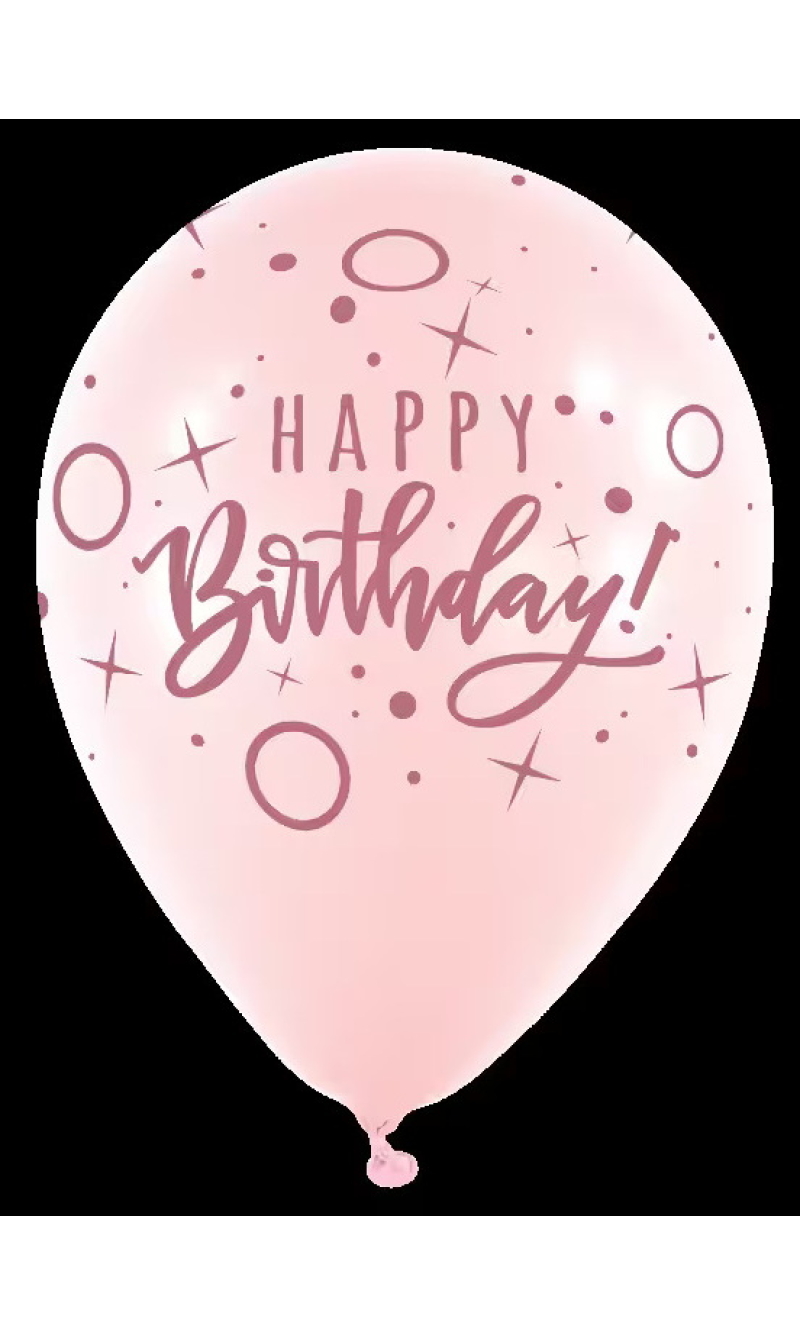 Happy Birthday Dots & Sparkles Rose Pink 11 Inch Latex Balloons - 6pk