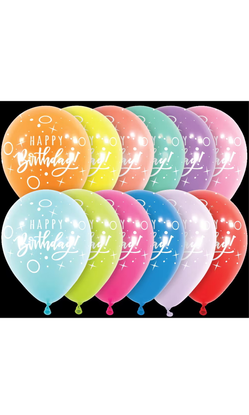Happy Birthday Dots & Sparkles Assorted Colors 11 Inch Latex Balloons - 6pk
