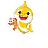 Mini Shape Baby Shark Air-Filled Foil Balloon 25cm + Stick