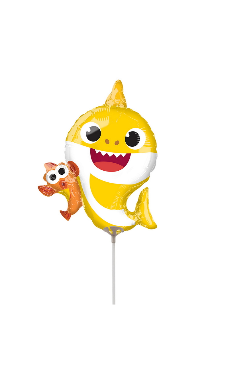 Mini Shape Baby Shark Air-Filled Foil Balloon 25cm + Stick