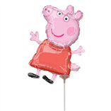 Mini Shape Peppa Pig Air-Filled Foil Balloon 22cm x 30cm + Stick