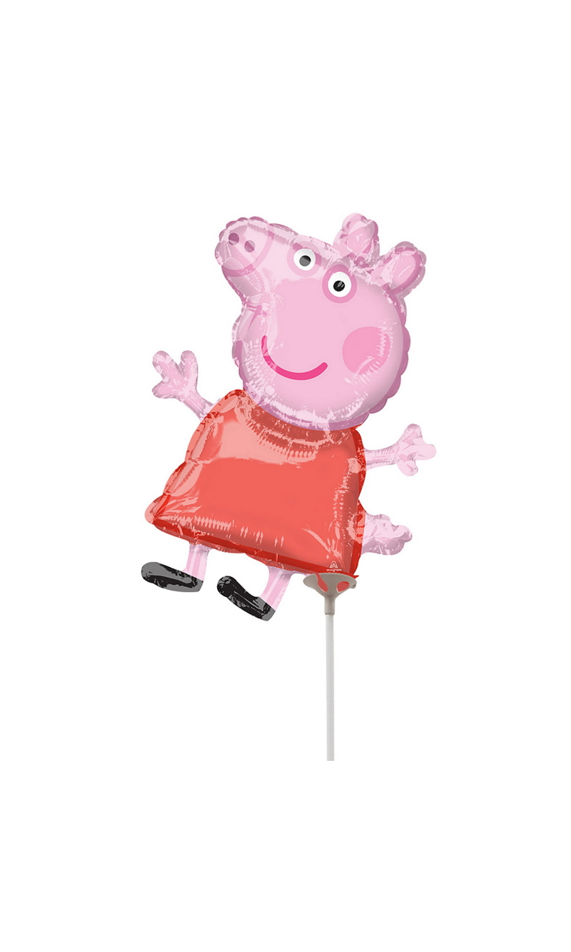 Mini Shape Peppa Pig Air-Filled Foil Balloon 22cm x 30cm + Stick