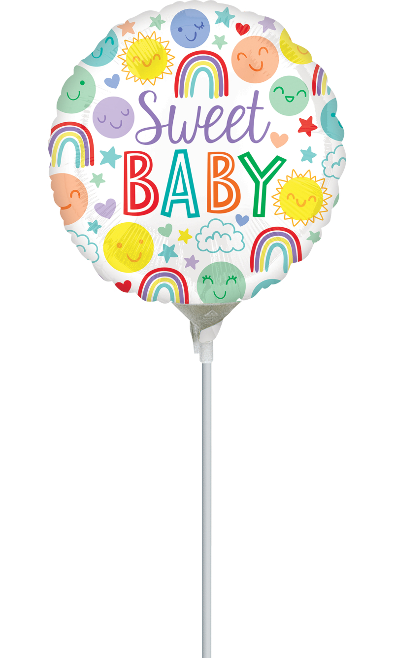 Mini Air-Filled Sweet Baby Icons 23cm Foil Balloon + Stick