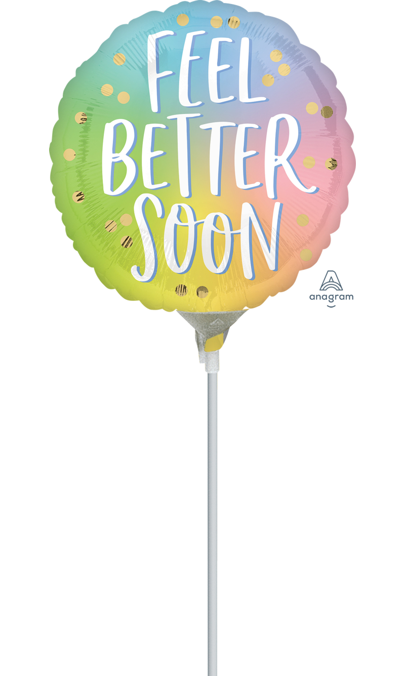 Mini Air-Filled Feel Better Ombre 23cm Foil Balloon + Stick