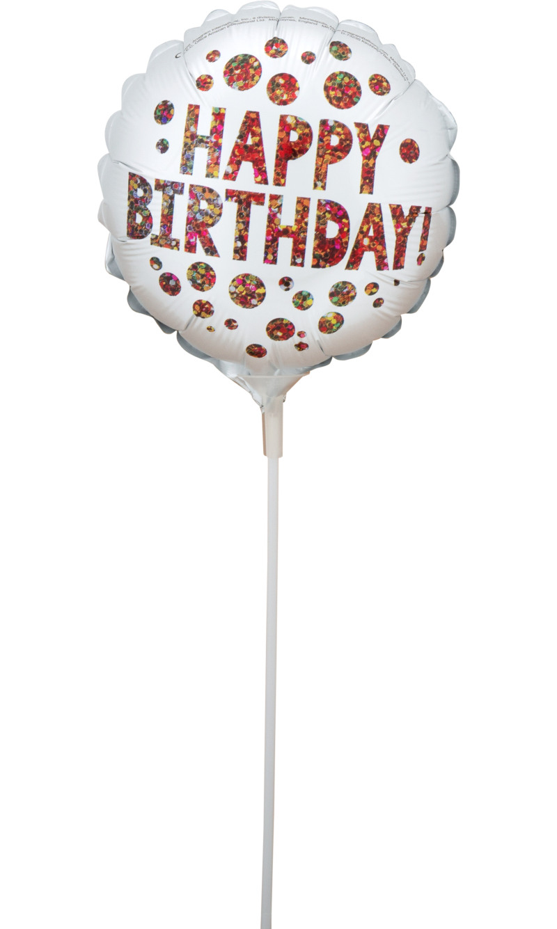 Mini Air-Filled Satin Infused Birthday Sequins 23cm Foil Balloon + Stick