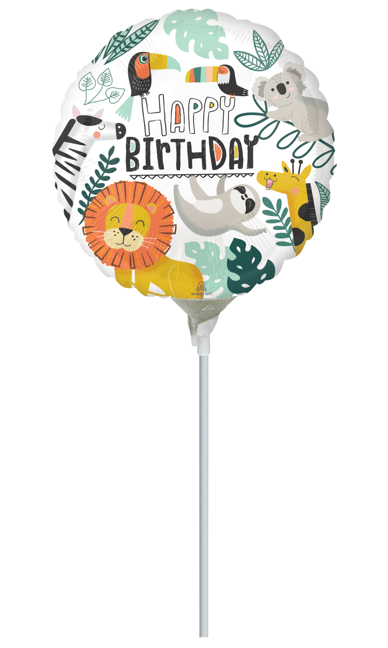 Mini Air-Filled Get Wild Birthday 23cm Foil Balloon + Stick