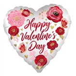 Valentines Jumbo Satin Painted Flowers Foil Balloon 71cm x 71cm