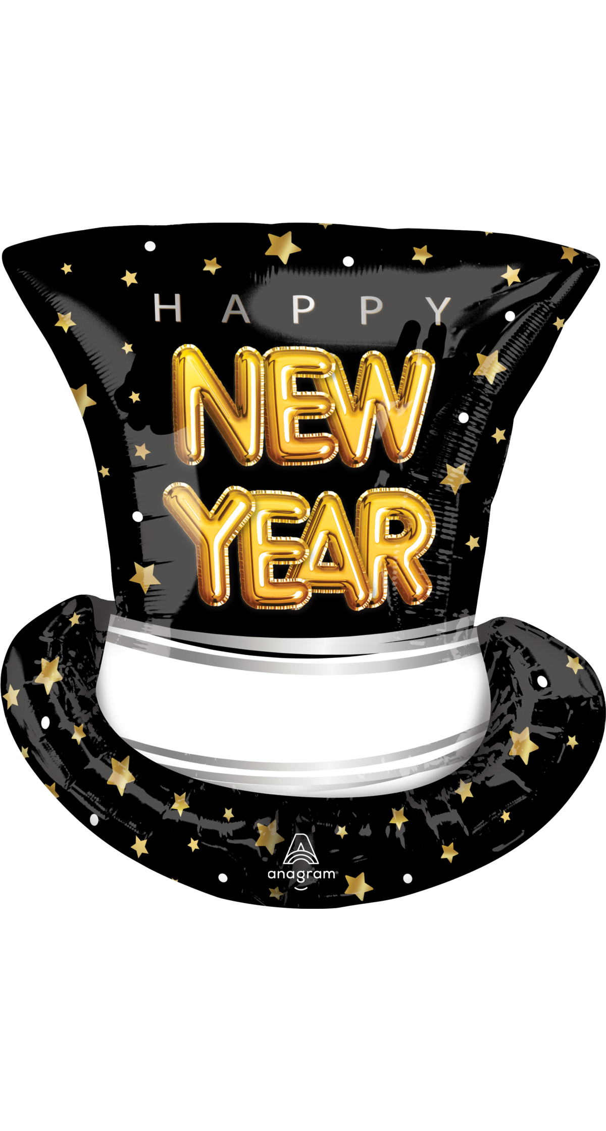 Happy New Year SuperShape Cheers Top Hat Foil Balloon 53cm x 60cm