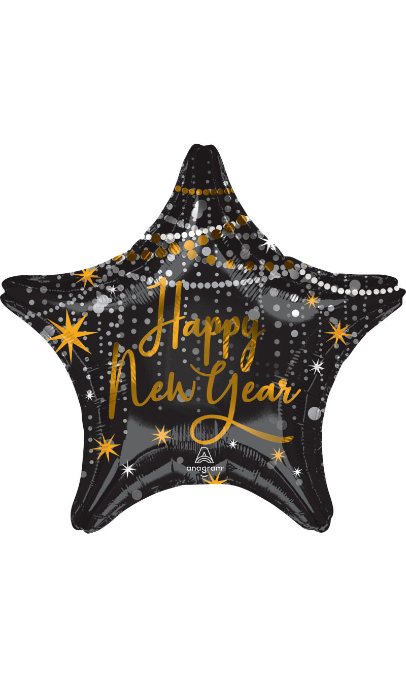 Happy New Year Star Midnight Hour Foil Balloon 43cm