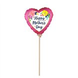 Mini Shape Happy Mother's Day Air-Filled Floral Foil Balloon 4 Inch + Stick