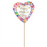 Mini Shape Happy Mother's Day Air-Filled Colorful Foil Balloon 4 Inch + Stick