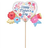 Mini Shape Happy Mother's Day Air-Filled Artful Florals Foil Balloon 25cm + Stick