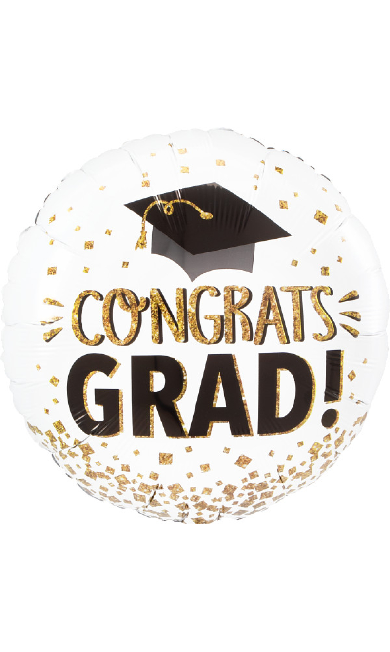 Graduation Congrats Grad Gold Glitter Foil Balloon 43cm