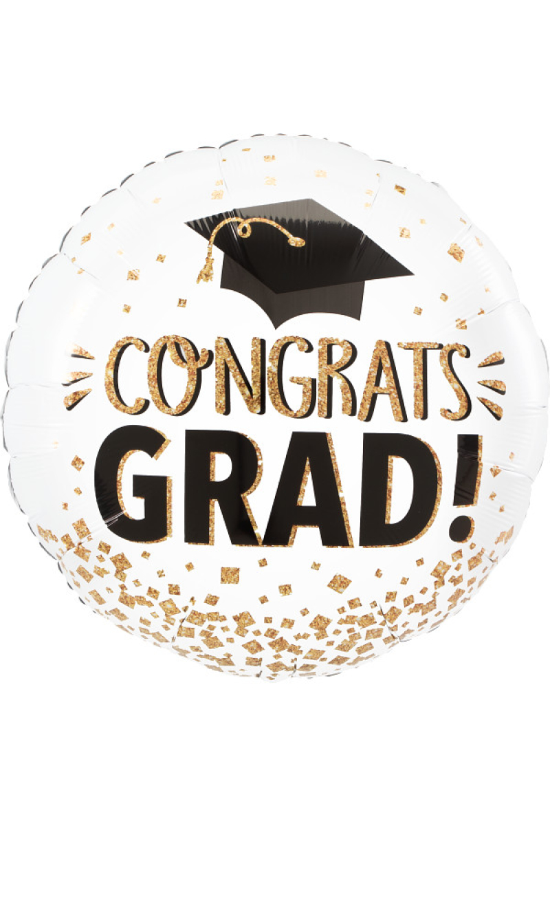 Graduation Jumbo Congrats Grad Gold Glitter Foil Balloon 71cm x 71cm