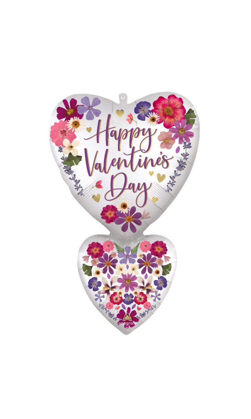 Valentines SuperShape Double Heart Foil Balloon 50cm x 78cm
