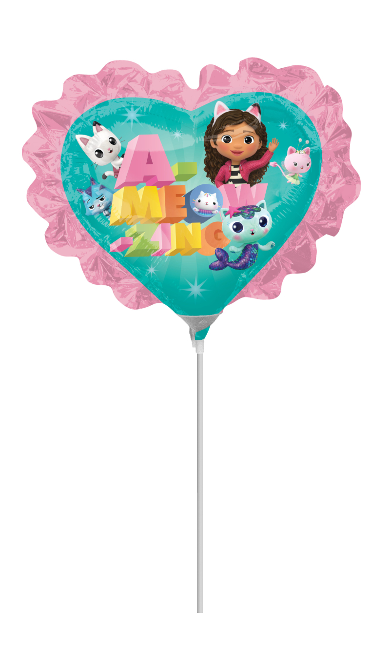 Mini Shape Gabby's Dollhouse Air-Filled 14 Inch Foil Balloon + Stick