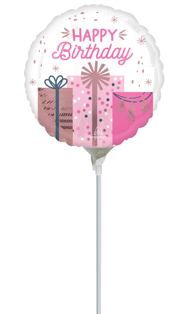 Mini Air-Filled Pastel Birthday 23cm Foil Balloon + Stick