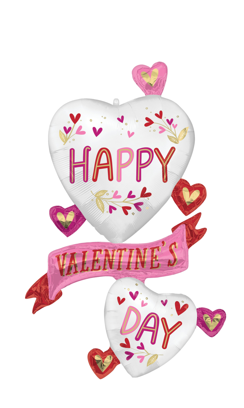 Valentines Satin Botanical Traces Multi Foil Balloon 78cm x 124cm