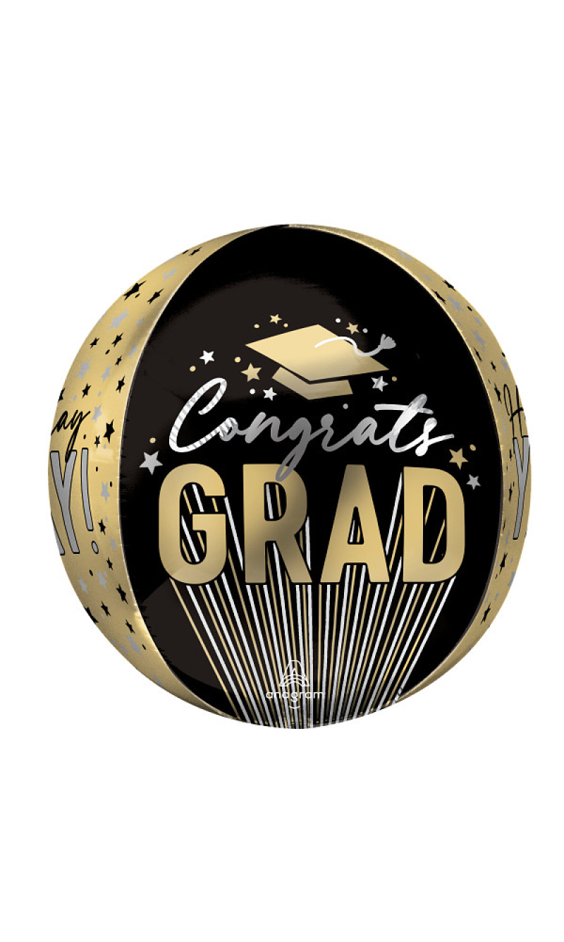 Graduation Orbz Stripes on Stripes Grad Foil Balloon 38cm x 40cm 