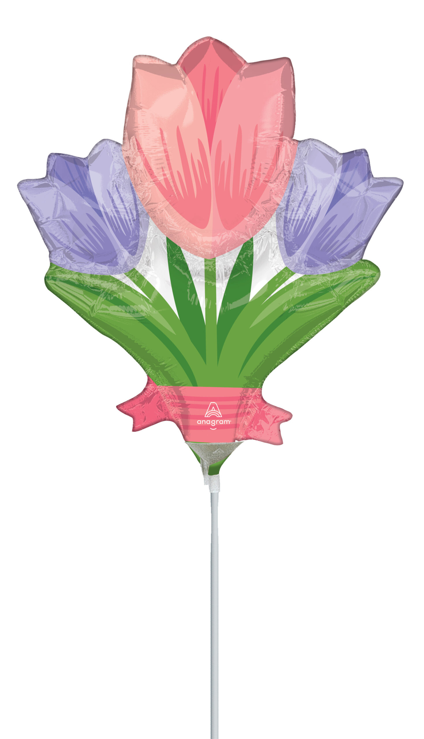 Mini Shape Spring Cheer Tulips Air-Filled 14 Inch Foil Balloon + Stick