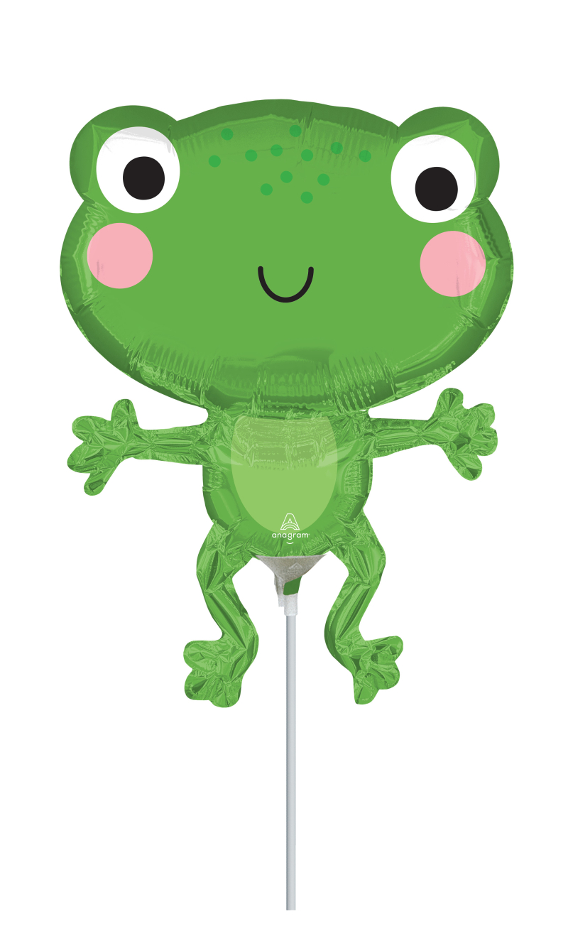 Mini Shape Happy Frog Mini Air-Filled 14 Inch Foil Balloon + Stick