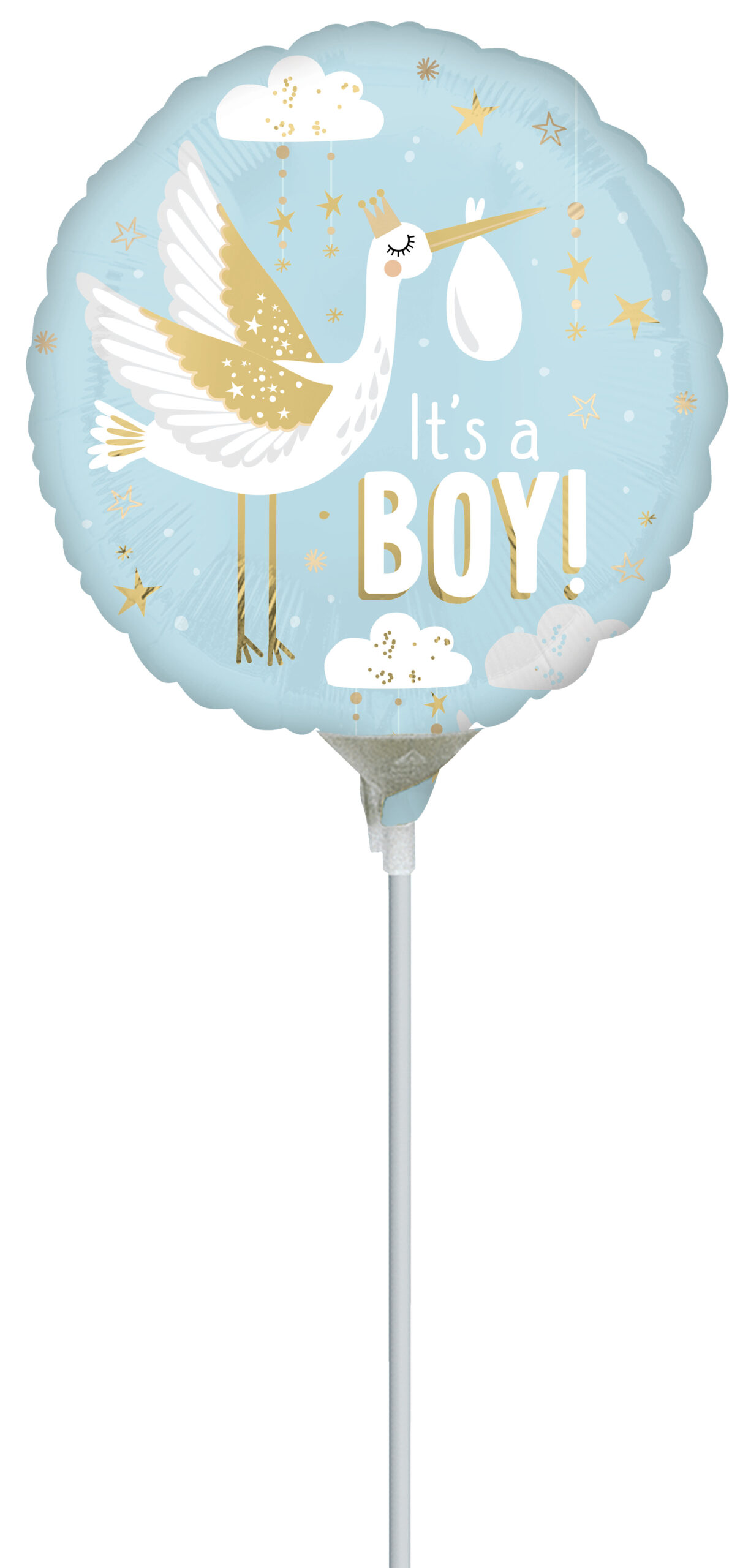 Mini Air-Filled Special Delivery Baby Boy 23cm Foil Balloon + Stick