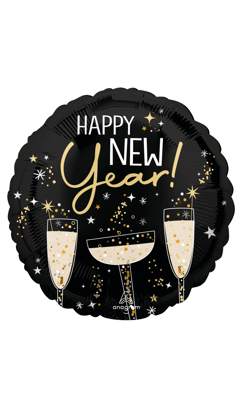 Happy New Year Bubbly Foil Balloon 43cm