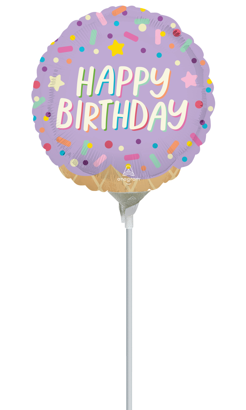 Mini Air-Filled Ice Cream Party Birthday 23cm Foil Balloon + Stick