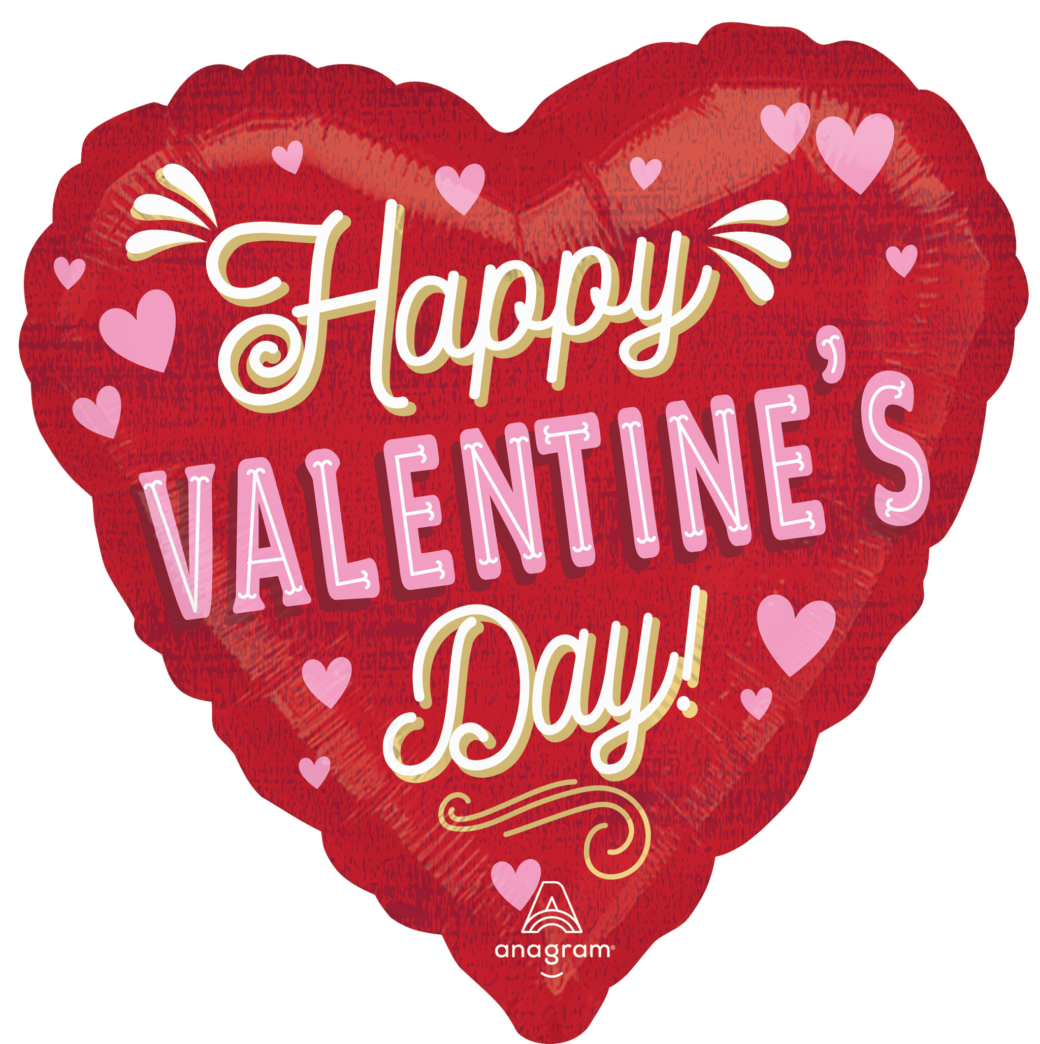 Valentines Heart Retro Valentine Foil Balloon 43cm