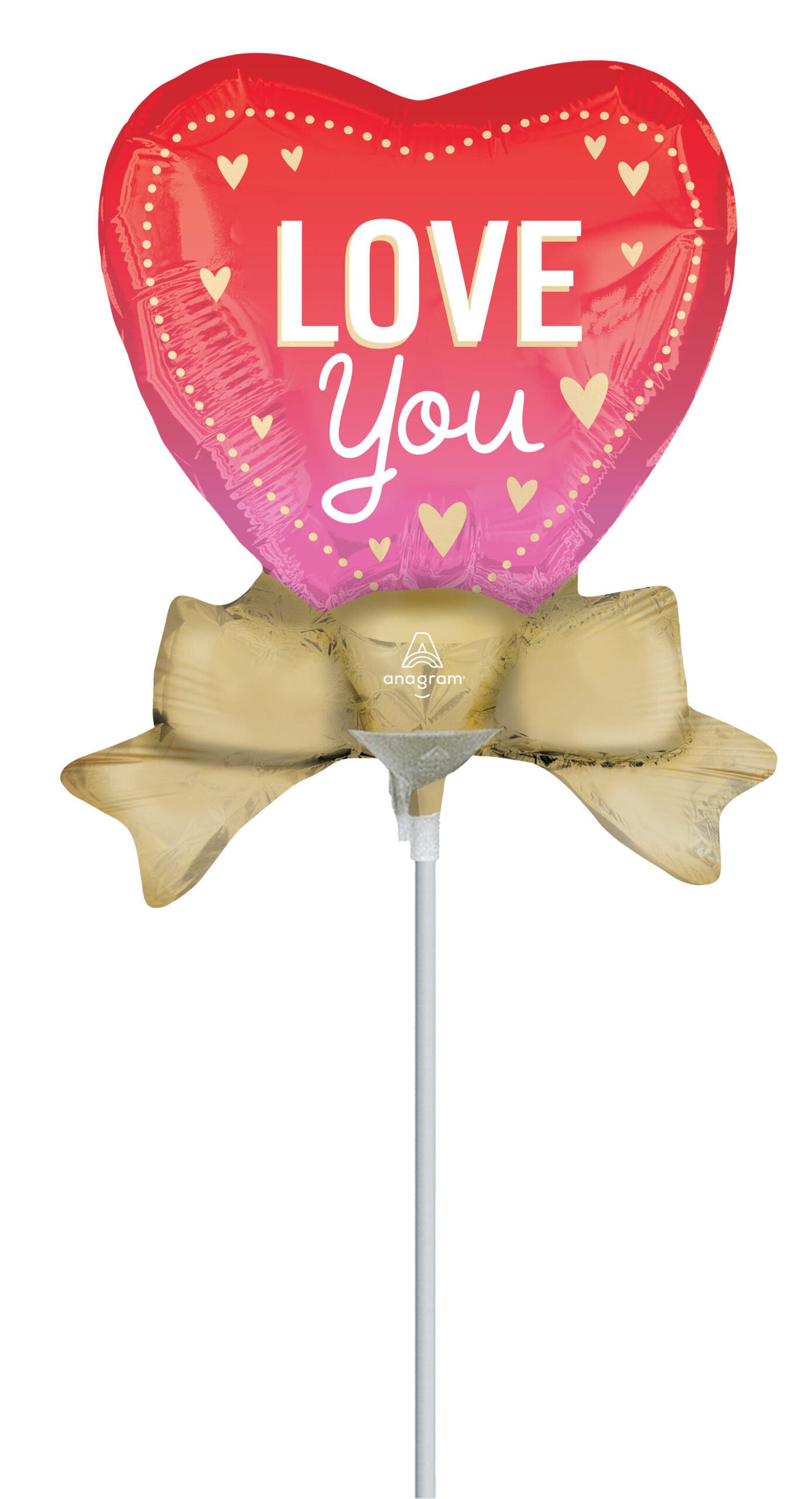 Mini Shape Love You Satin Air-Filled 14 Inch Foil Balloon + Stick
