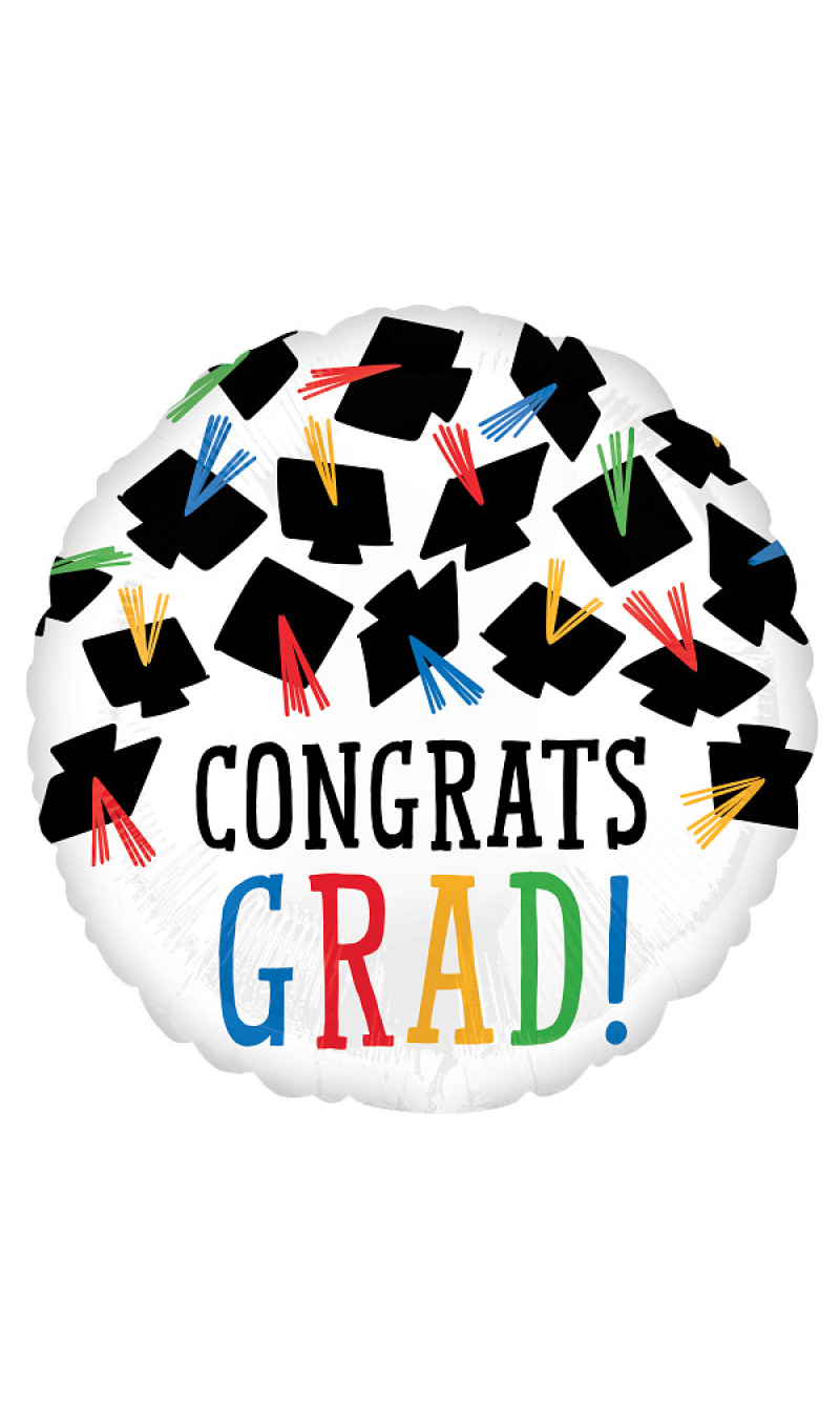Graduation Hats Off Congrats Grad Foil Balloon 43cm
