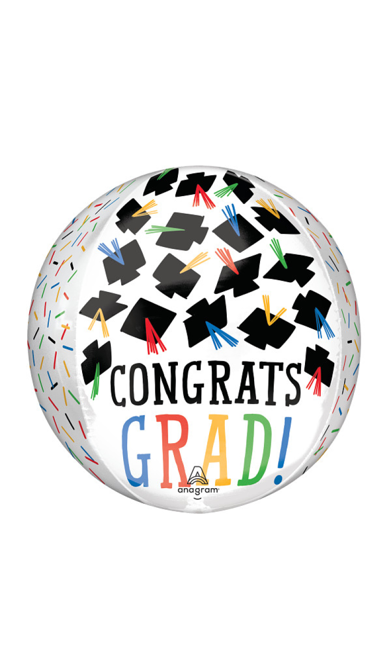 Graduation Orbz Hats Off Congrats Grad Foil Balloon 38cm x 40cm 