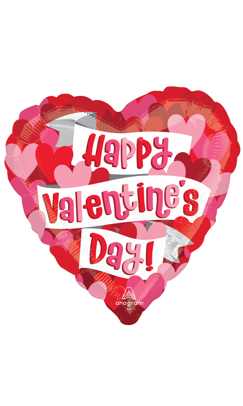 Valentines Heart Playful Valentine Hearts Foil Balloon 43cm