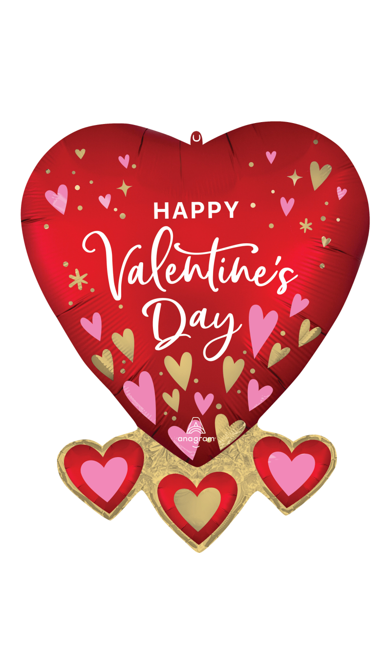Valentines SuperShape Satin Heartfelt Elegance Foil Balloon 53cm x 68cm