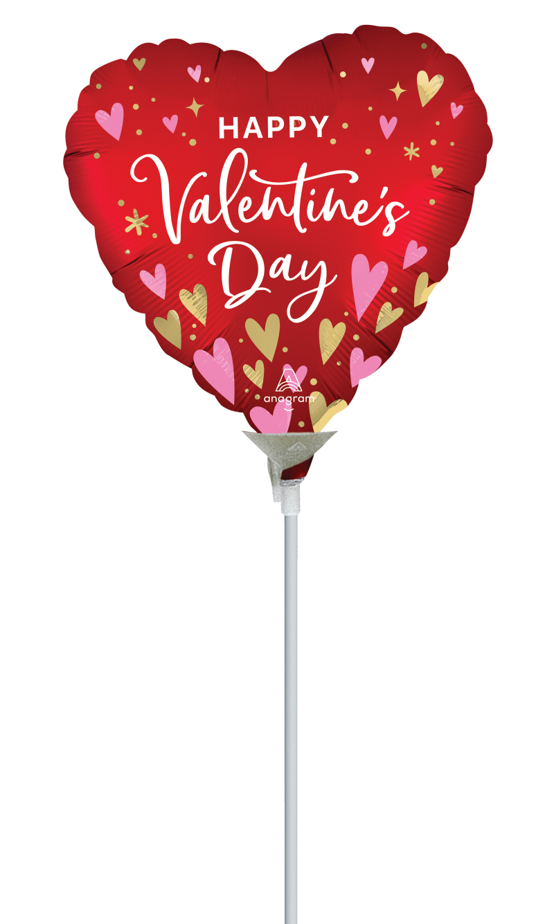 Mini Air-Filled Satin HVD Heartfelt Elegance 12 Inch Foil Balloon + Stick