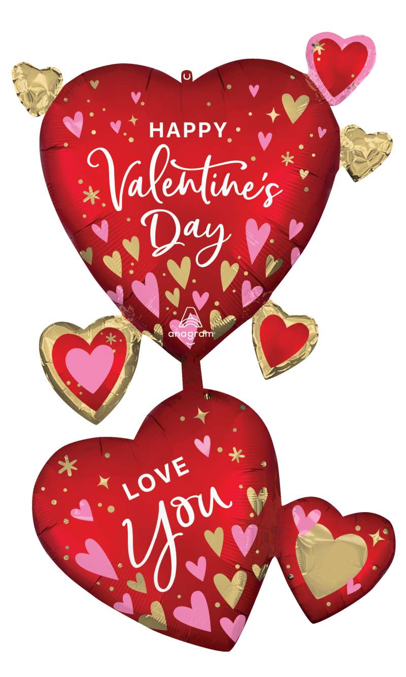 Valentines Satin Heartfelt Elegance Multi Foil Balloon 78cm x 114cm