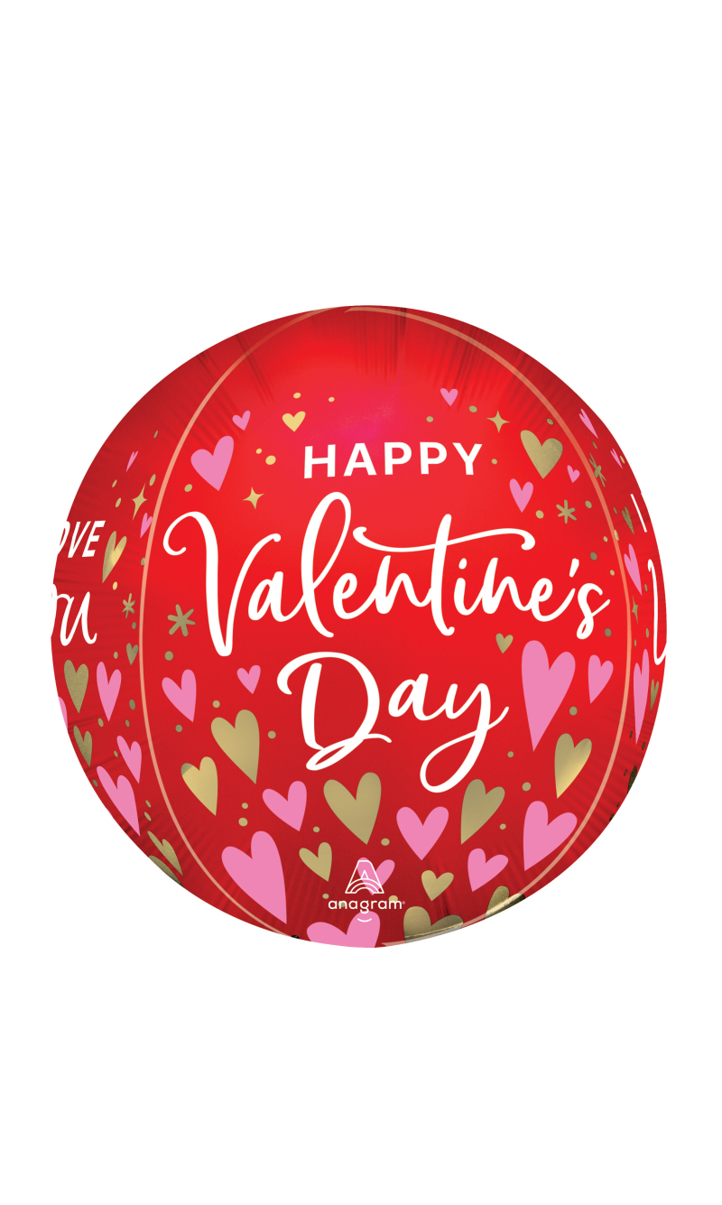 Valentines Orbz Satin Heartfelt Elegance Foil Balloon 38cm x 40cm
