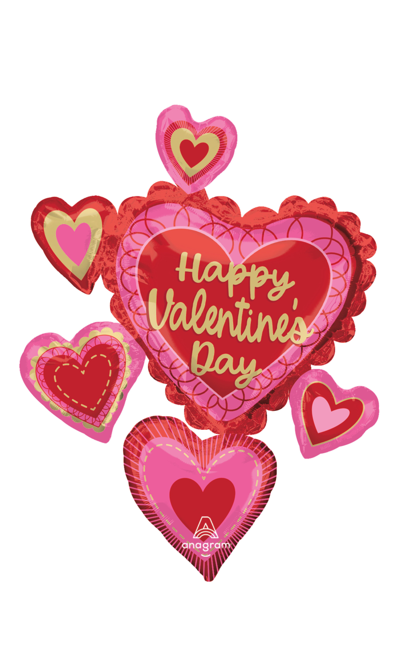 Valentines SuperShape Scalloped Sweethearts Foil Balloon 68cm x 86cm