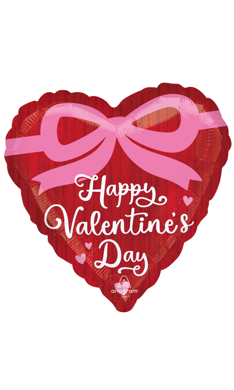 Valentines Heart HVD Coquette Bows Foil Balloon 43cm