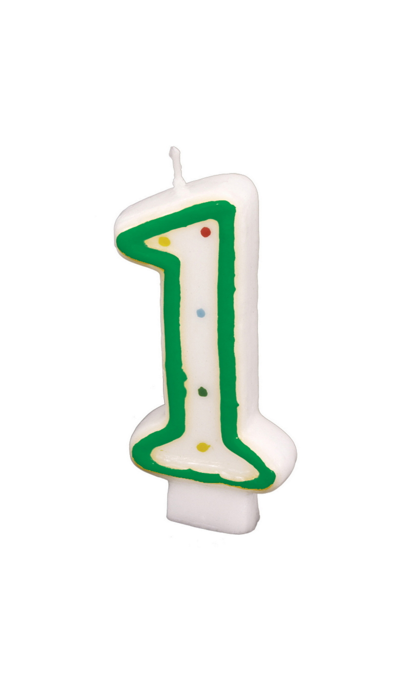 Numeral Candle 7.3cm (Assorted Colors) - No.1