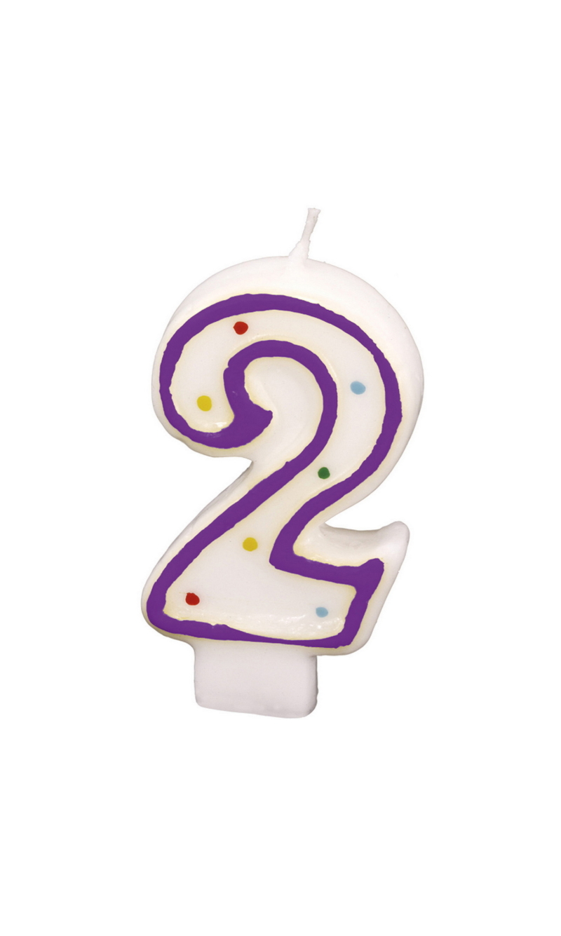 Numeral Candle 7.3cm (Assorted Colors) - No.2