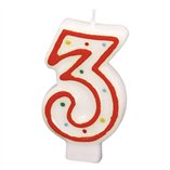 Numeral Candle 7.3cm (Assorted Colors) - No.3