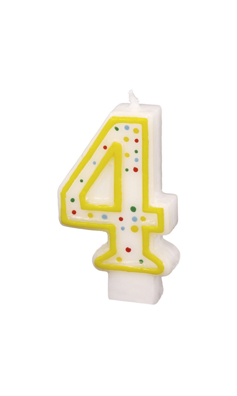Numeral Candle 7.3cm (Assorted Colors) - No.4