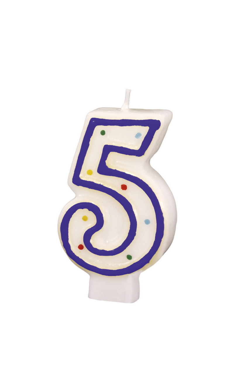 Numeral Candle 7.3cm (Assorted Colors) - No.5