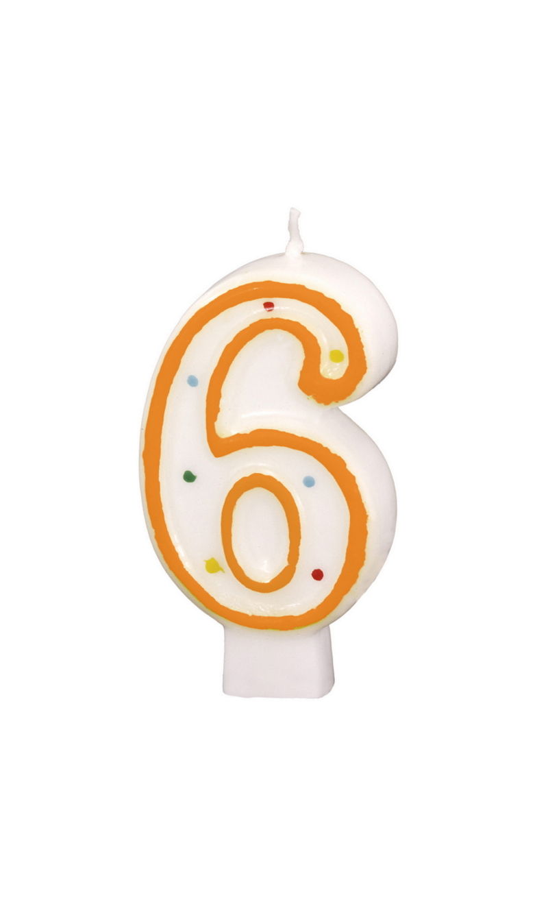 Numeral Candle 7.3cm (Assorted Colors) - No.6